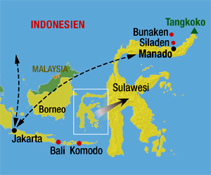 Karte von Sulawesi, Bunaken & Siladen
