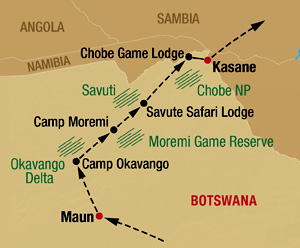 Botswanareise in den Chobe Nationalpark, ins Okavango Delta nach Savute und Moremi