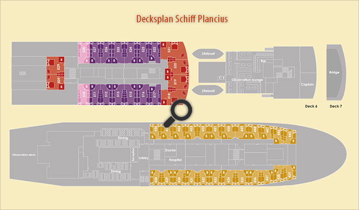 Deckplan vom  Schiff Plancius