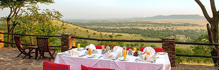 Ausblick auf die Savanne der Serengeti vom Pool=